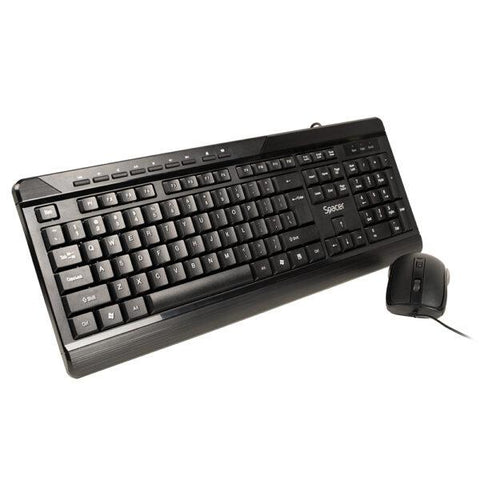 KIT Spacer, tastatura cu fir multimedia 104 taste (+ 9 taste multimedia) + mouse rezolutie
