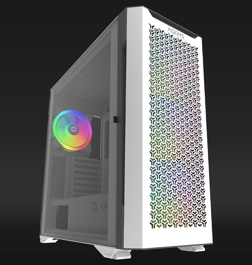 Carcasă AQIRYS AQUILLA Mid Tower ARGB ALB, Tempered Glass