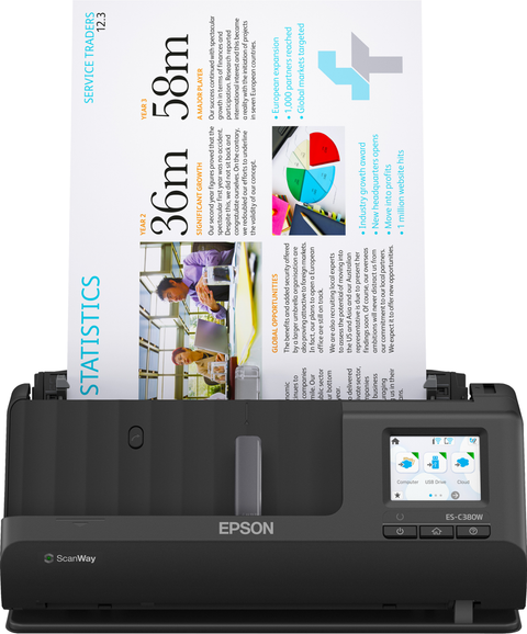 EPSON ES-C380W A4 Compact Network Sheetfed Scanner, PC-FREE scan