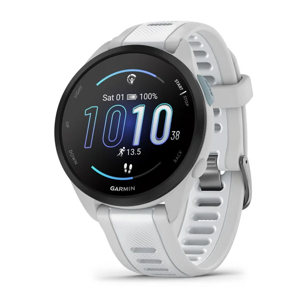 Ceas Garmin Forerunner 165, Mist Grey/Whitestone, display AMOLED