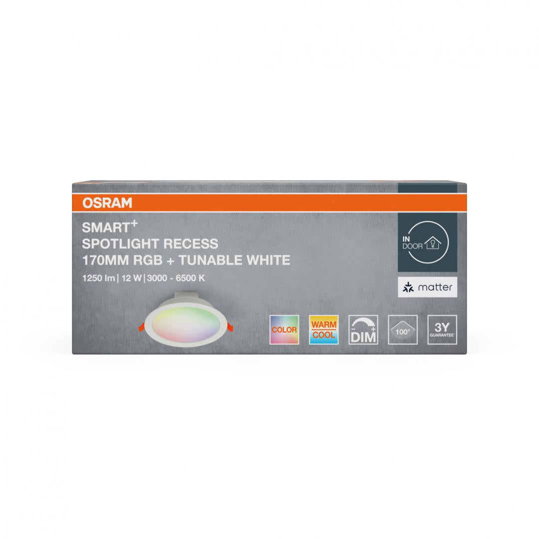 Spot LED RGB incastrat OSRAM SMART+ MATTER 100°, 12W, 1250 lm