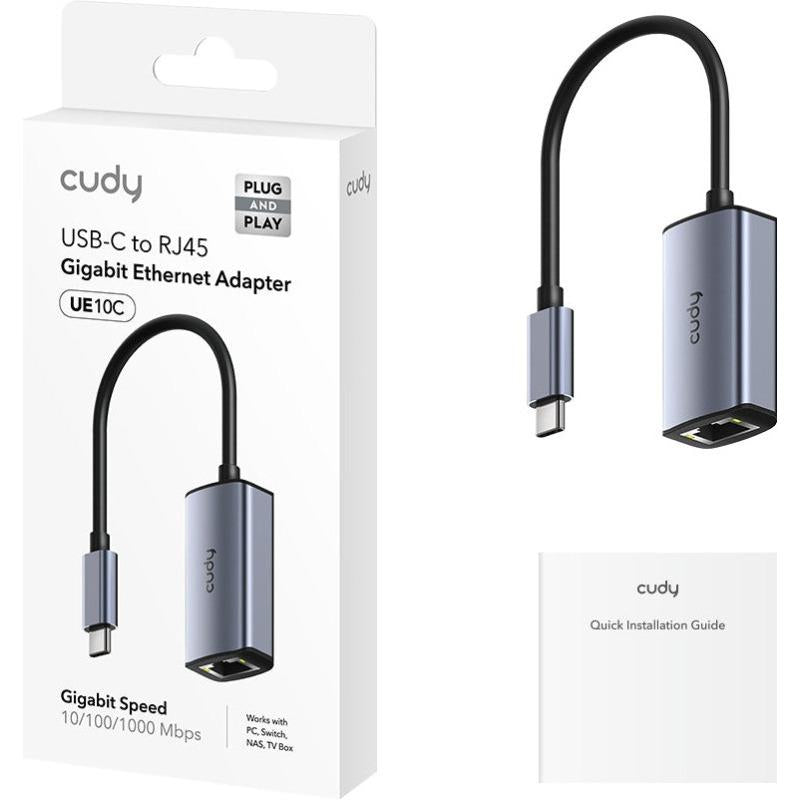 CUDY Aluminum Portable USB-C to Gigabit Ethernet Adapter