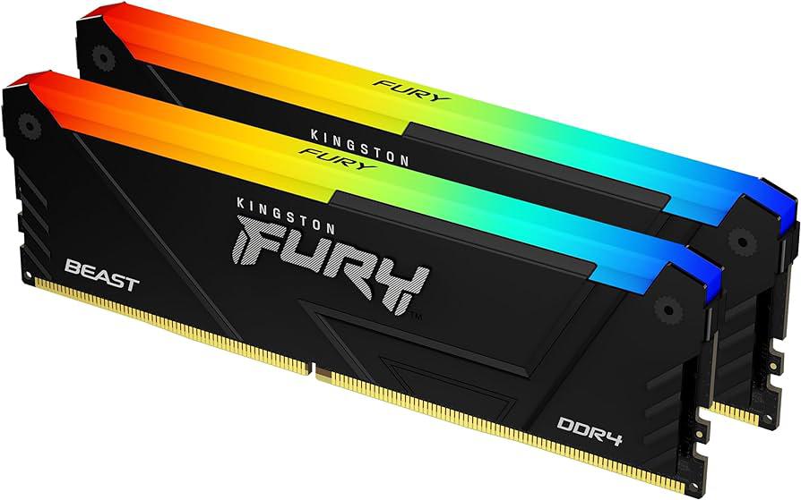 Memorie RAM Kingston DDR4 16GB 3200Mhz CL16 Dual Channel Kit 1.35V Fury Beast Black RGB XMP