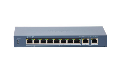 Switch PoE Hikvision DS-3E0310HP-E(C): 8 × 10/100 Mbps PoE port