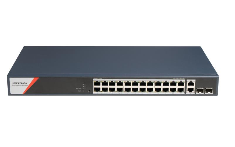 Switch PoE Hikvision DS-3E1528HP-SI-24P2T2F: 24 x 10/100/1000 Mbps PoE Ports, 2 × 10/100/1000 Mbps