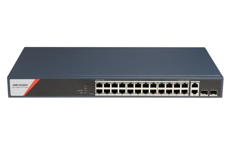 Switch PoE Hikvision DS-3E1528HP-SI-24P2T2F: 24 x 10/100/1000 Mbps PoE Ports, 2 × 10/100/1000 Mbps