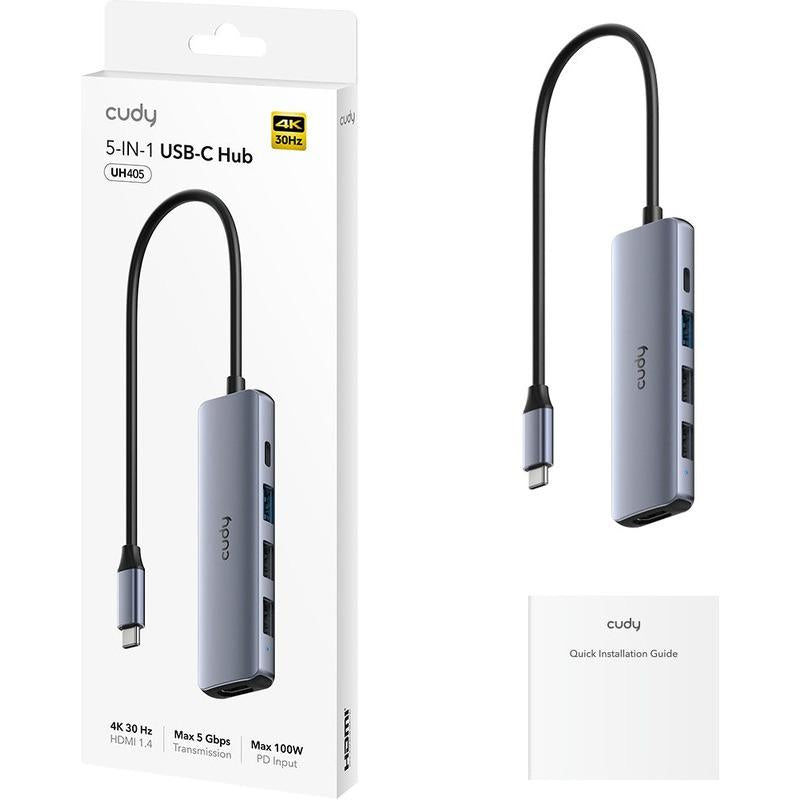 CUDY 5-IN-1 USB Hub, Aluminium housing (UH405)