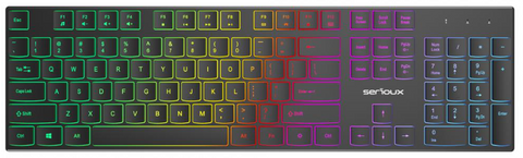 Tastatură Serioux office cu iluminare * Mod: USB cu fir * Număr tastă: 104 * Material: ABS * Culoare: Negru