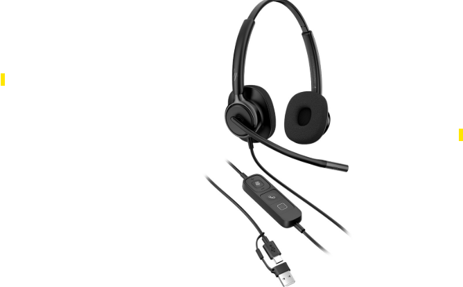 HP Poly Mission 425 Stereo USB Wired Headset Classic