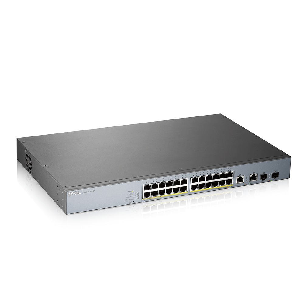 ZYXEL GS1350-26HP 24-PORT GBE POE SWITCH 24-port GbE Smart Managed PoE Switch with GbE Uplink