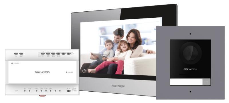 Kit videointerfon IP Hikvision DS-KIS702, conexiune pe 2 fire
