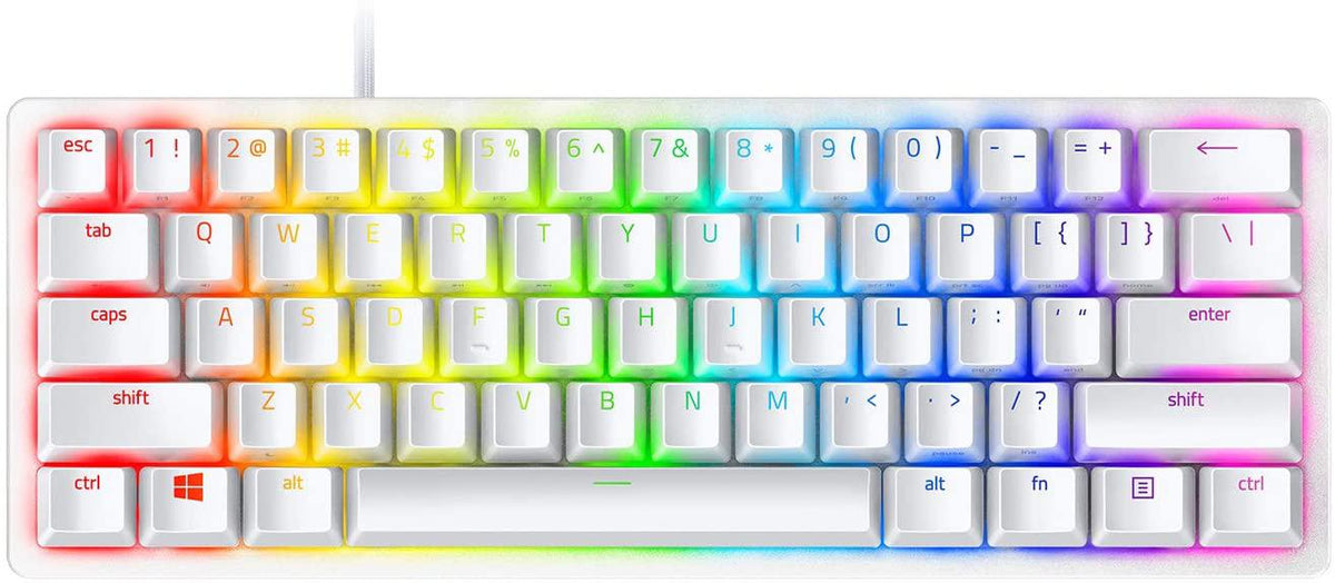 Tastatură Razer Razer Huntsman Mini - Mercury Edition - 60% Optical Gaming Keyboard (Clicky Purple)
