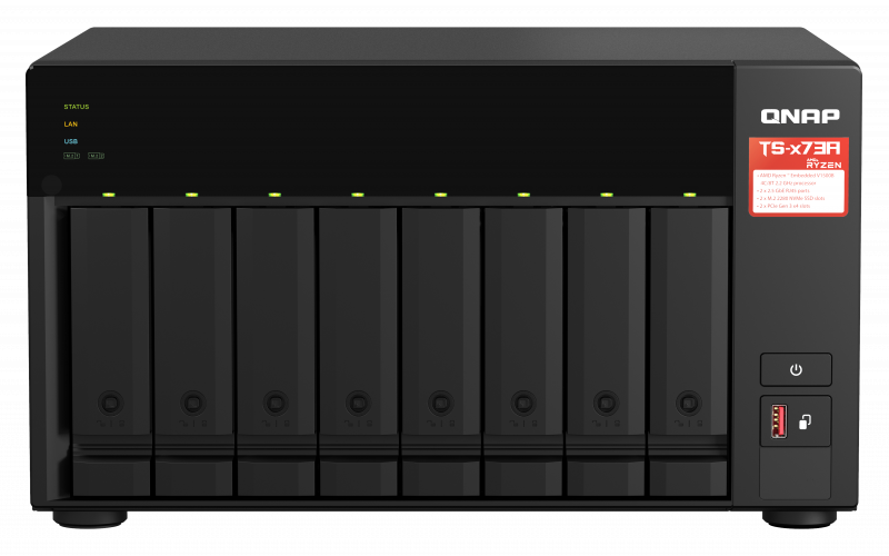 NAS QNAP 873A 8-Bay, CPU AMD Ryzen V1000 series V1500B 4C/8T 2.2GHz