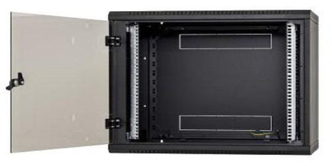 Rack de perete Triton sectiune simpla 6U 500mm adancime usa sticla panouri laterale fixe sectiuni (RBA-06-AS5-BAX-A6)