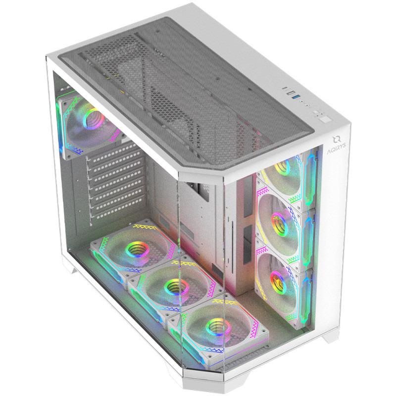 Carcasă AQIRYS Titan Mid Tower ARGB ALB, Tempered Glass
