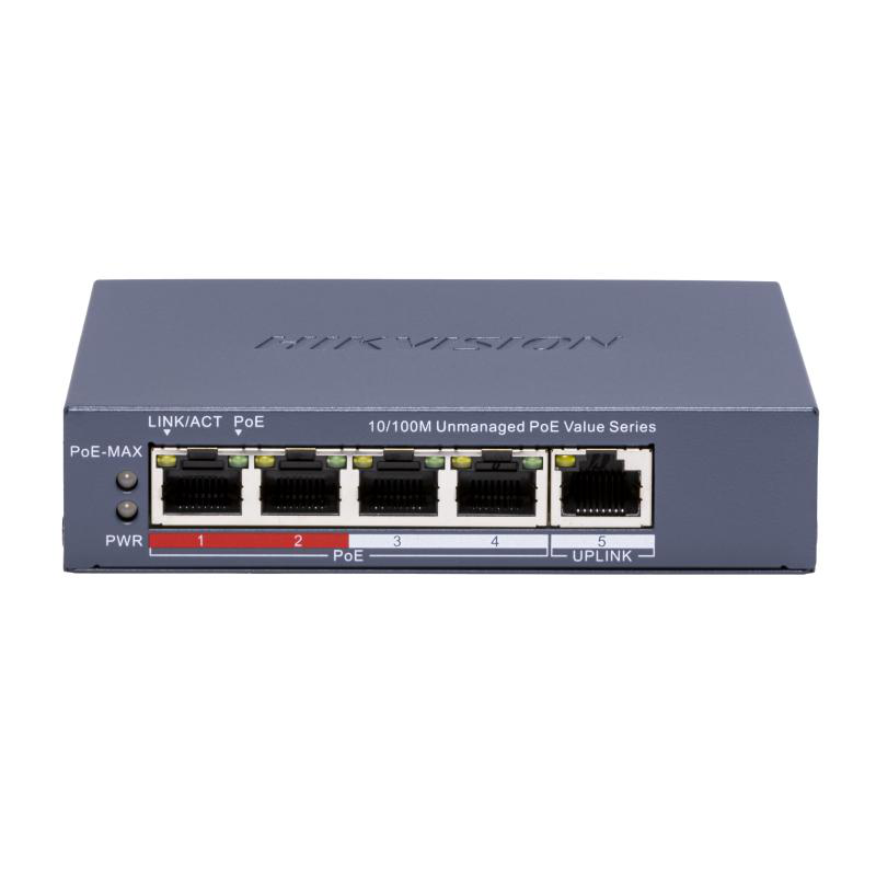Switch POE 4 porturi Hikvision DS-3E0105P-E/M(C), fara management