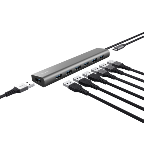 Hub Trust Halyx, 7 porturi USB 3.2 Gen 1, material aluminiu