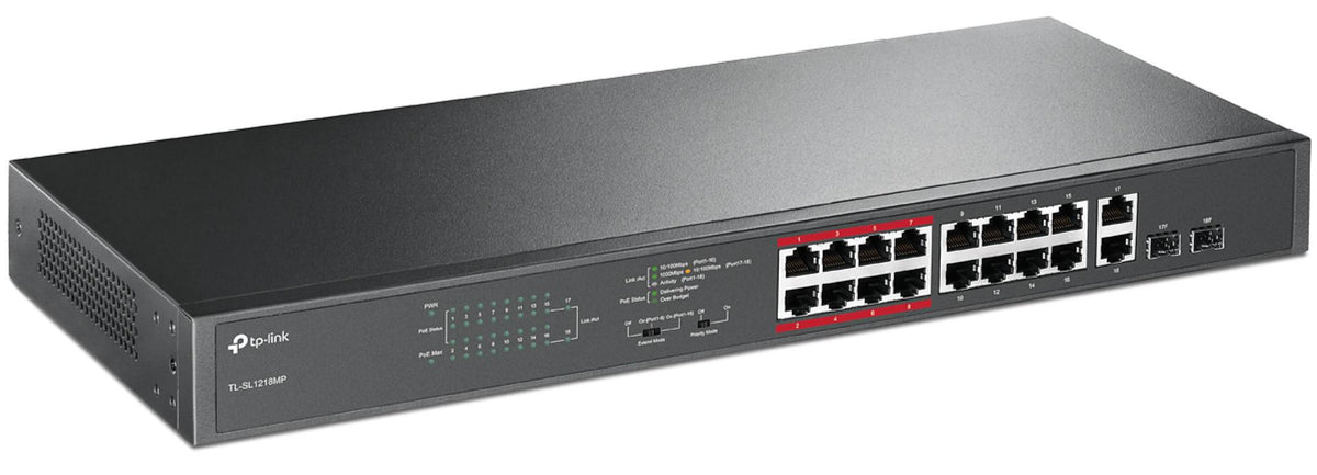 Switch TP-Link 16P-POE,2P-GB SFP unmngd rm
