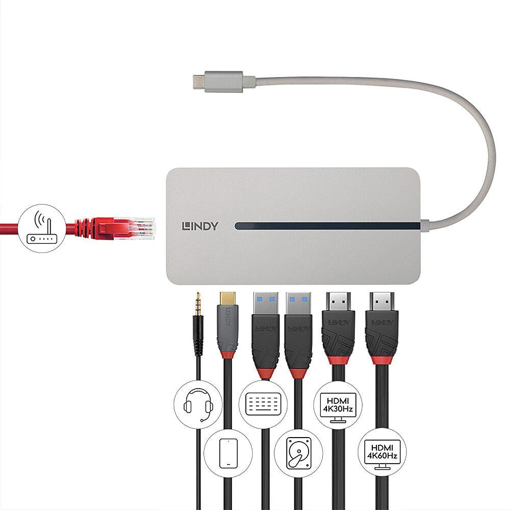 Lindy DST-Mx Duo Mini Docking Station USB Type-C, Dual display (4k)
