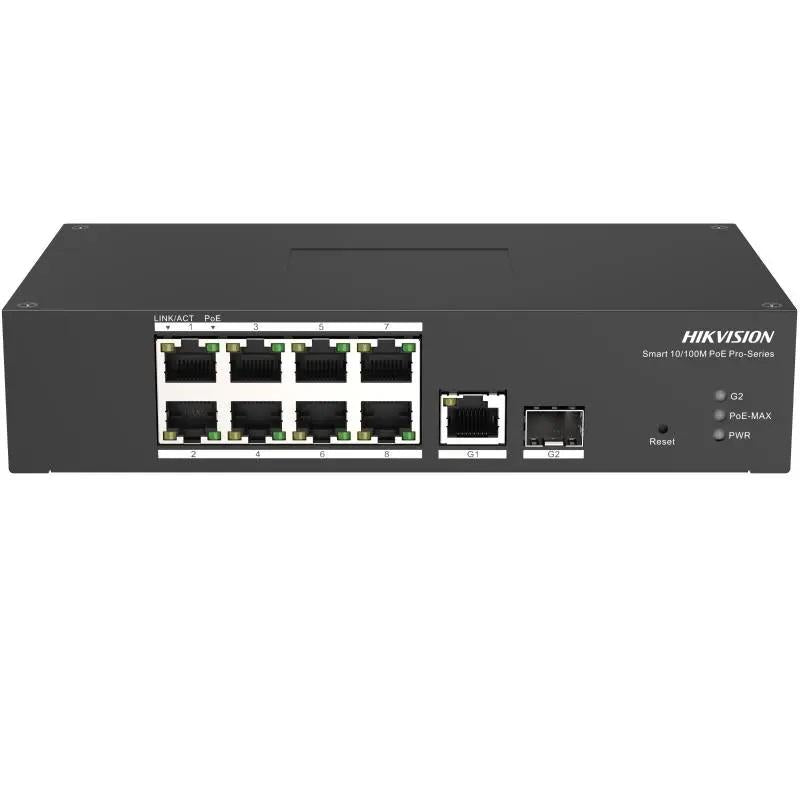 Switch 8 porturi PoE Hikvision DS-3T1310P-SI/HS prezinta 8 × 10/100 Mbps PoE port,1 × 1 Gbps RJ45