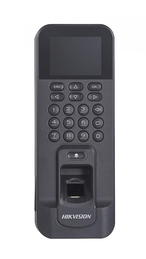 Controler de acces biometric stand alone Hikvision cu tastatura si cartele de proximitate MIFARE,