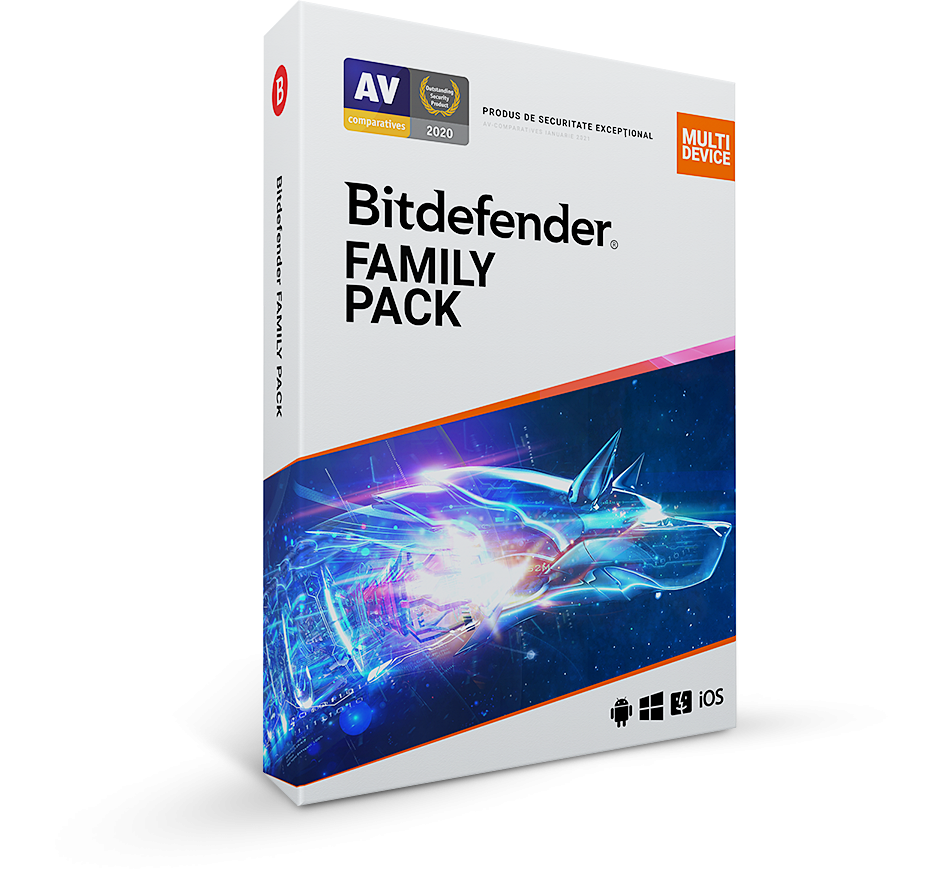 Licenta retail Bitdefender Family Pack - protectie anti-malwarecompleta pentru toata familia,