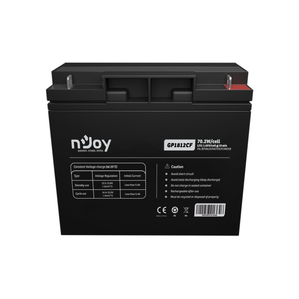 Acumulator NJOY GP1812CF 12V 181x77x167mm, Cycle use 14.4V- 15.0V max