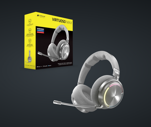 Căști Gaming CORSAIR VIRTUOSO MAX WIRELESS Silver, Bluetooth 5.3 Wi-Fi