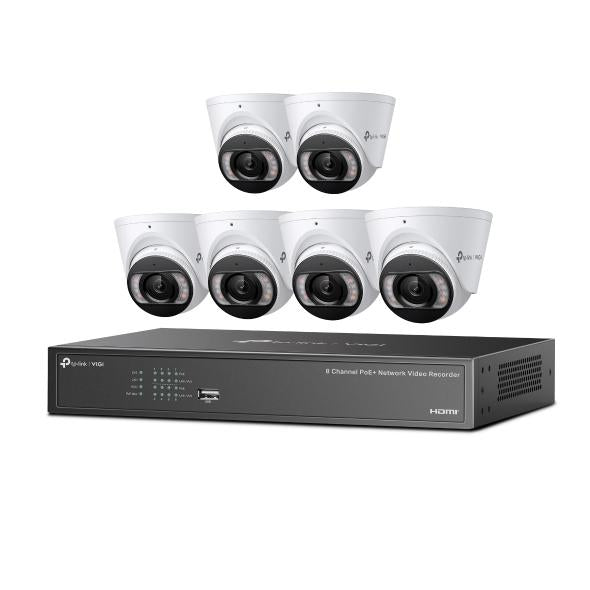 KIT TP-LINK VIGI NK8MP-T6425-2T contine: 6x VIGI 4MP Full-Color Turret IPC si 1x 8 Channel PoE+ NVR
