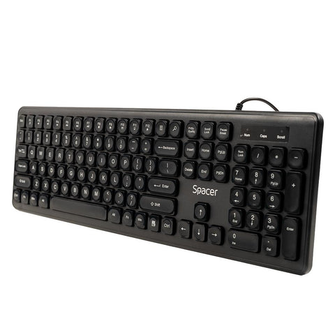 Tastatură Spacer cu fir USB, 104 taste, silentioasa