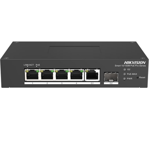 Switch PoE Hikvision DS-3T1306P-SI/HS: 4 × 10/100 Mbps PoE port