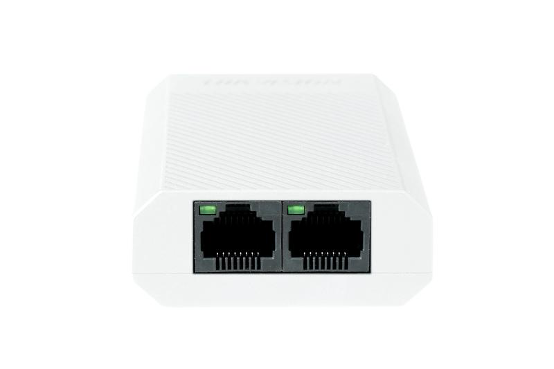 Repetor PoE Hikvision DS-3E0103DP-E/R: 1 × 10/100 Mbps PoE IN port si 2 × 10/100 Mbps PoE OUT port,
