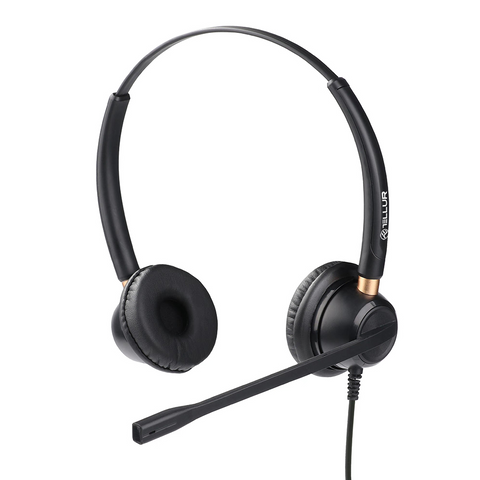 Căști cu fir call center Tellur Voice 520N, binaural, USB, negru
