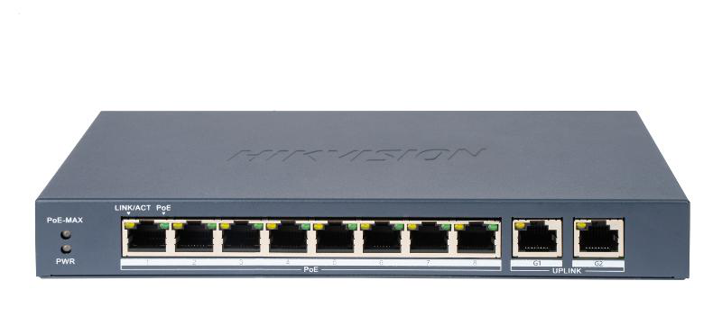 Switch PoE Hikvision DS-3E0310P-E/M(B): 8 × 10/100 Mbps PoE port
