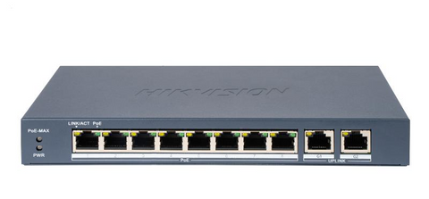 Switch PoE Hikvision DS-3E0310P-E/M(B): 8 × 10/100 Mbps PoE port
