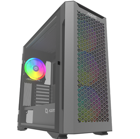 Carcasă AQIRYS Aquilla Mid Tower ARGB NEGRU, Tempered Glass