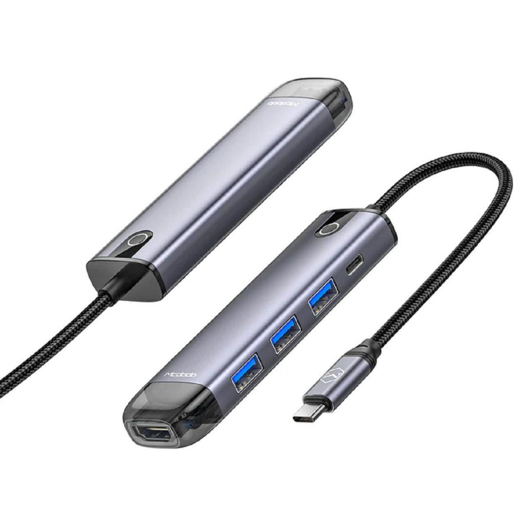 Mcdodo Multihub 5 in 1 Type-C Grey (USB 3.0 x 3 + HDMI + PD)