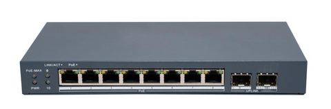 Switch PoE Hikvision DS-3E1510P-EI/M-8P2F: 8 × Gigabit PoE port