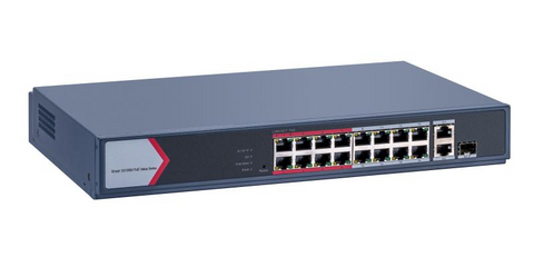 Switch PoE Hikvision DS-3E1318P-EI/M: 16 × 10/100 Mbps PoE port