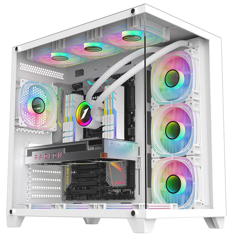 Carcasă 1STPLAYER MV8 Cube Tower ARGB ALB, Tempered Glass