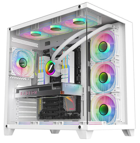 Carcasă 1STPLAYER MV8 Cube Tower ARGB ALB, Tempered Glass