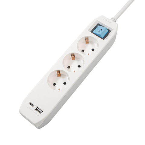 PRELUNGITOR SPACER, Schuko x 3, conectare prin Schuko (T),Type-C x1 (PP-3-45-TC-USB)