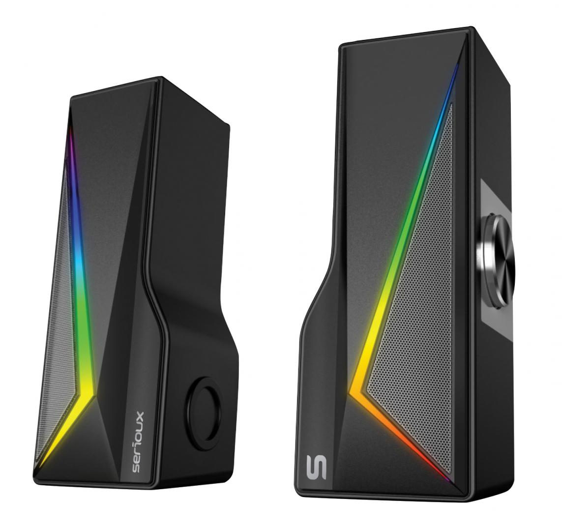 Boxe Serioux gaming 2.0 Blys RGB, functie Dual Mode Bluetooth