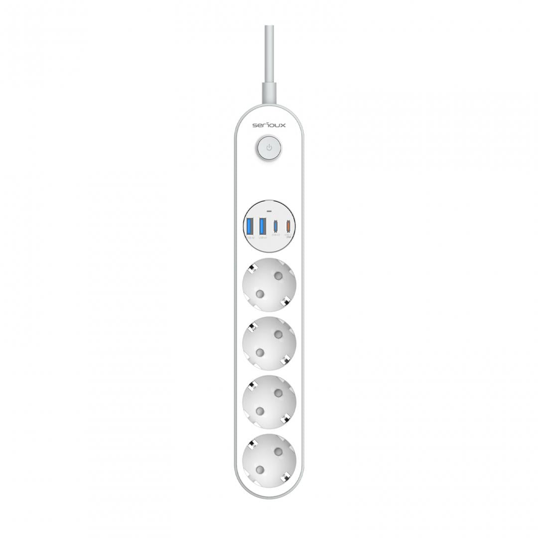 Prelungitor cu protectie Serioux SRXP-PS44W, 4 prize schuko