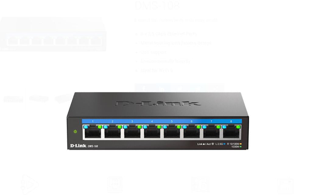 D-Link DMS-108 unmanaged switch 8 port
