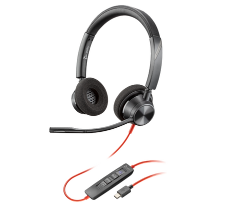 Poly Blackwire 3320 Stereo Microsoft Teams Certified USB-C Headset +USB-C/A Adapter HP
