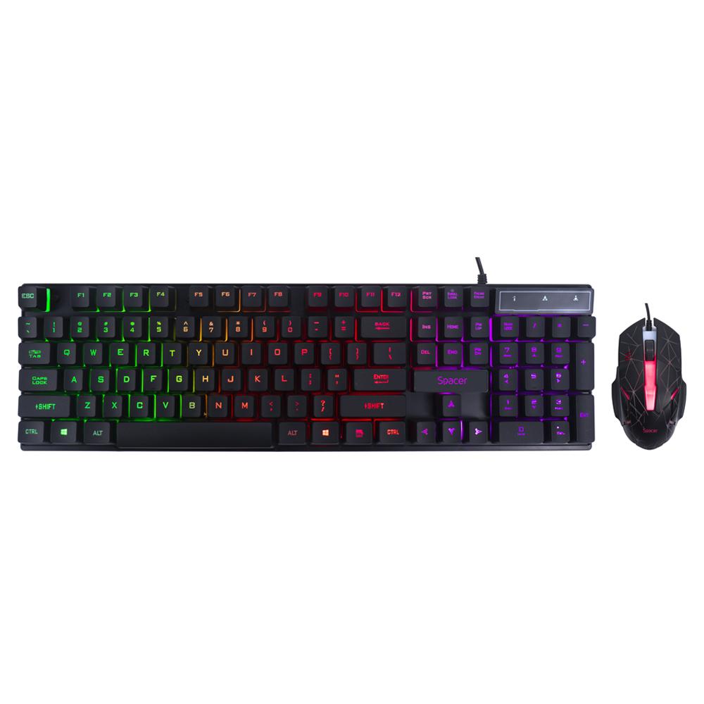 KIT Gaming Tastatura si Mouse Spacer SP-GK-01 cu fir, USB