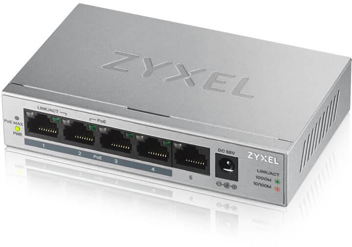 Zyxel GS1005-HP, 5 Port Gigabit PoE+ unmanaged desktop Switch, 4 x PoE