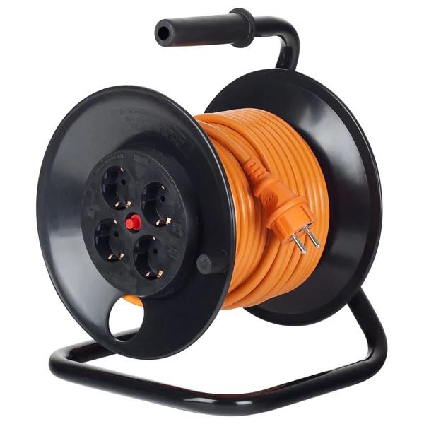 Derulator cu tambur Bachmann, 4prize, 25m, fisa Schuko dreapta