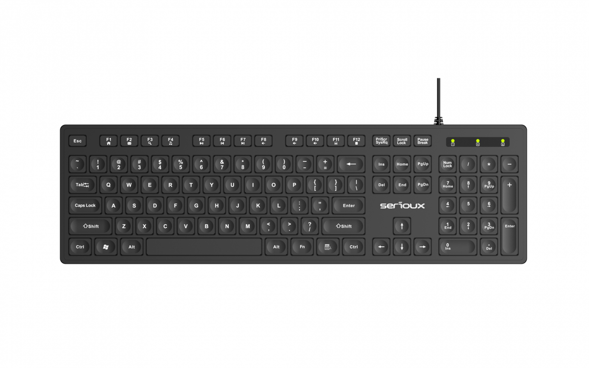 Tastatură Serioux cu fir, interfata USB, 104 taste, material ABS